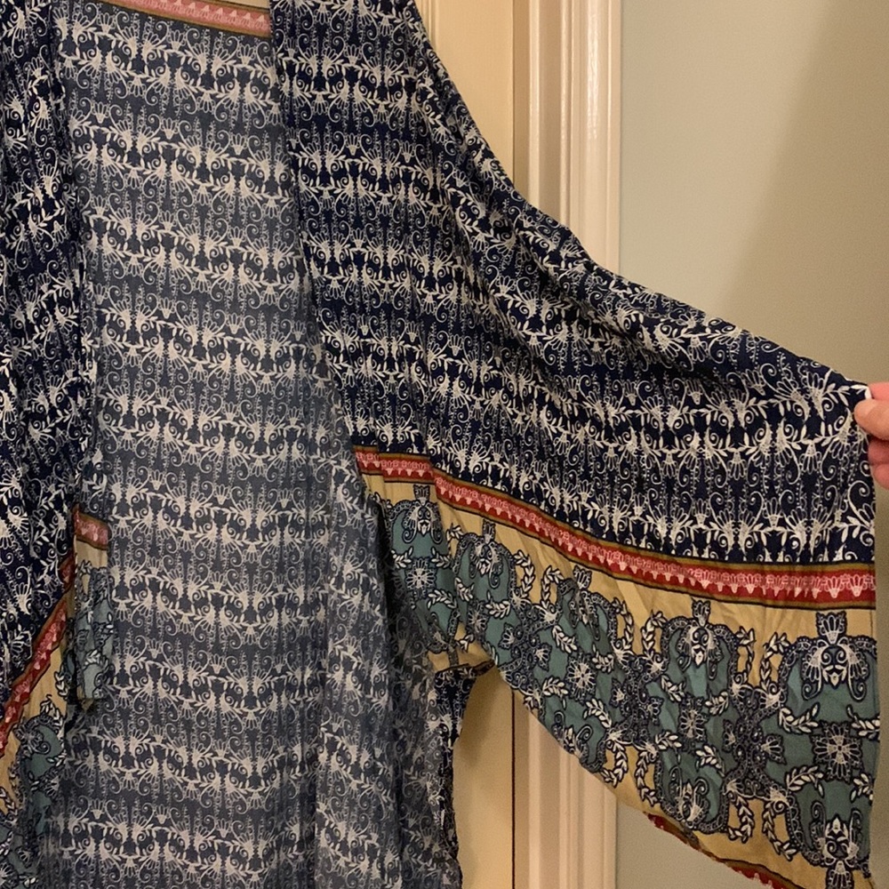 Lightweight Blue Printed Kimono Robe - Picture 2 of 4